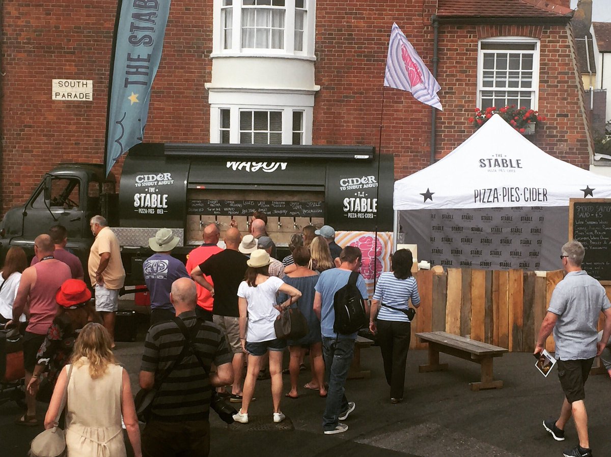 Cider Tasting is going down a treat at Weymouth Seafood Fest, look at those smiles #flagonwagon #cidermaster #thestable #cidertasting