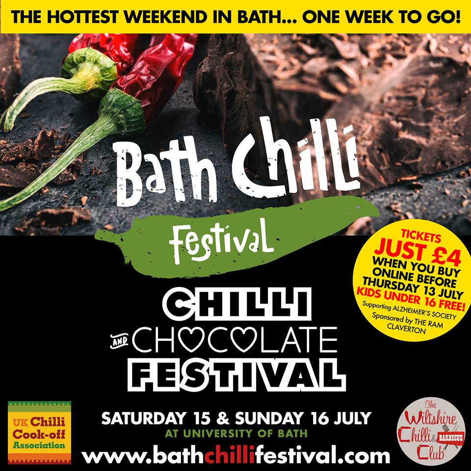 BathChilliFest's tweet photo. Save 33% by getting advance tickets here https://t.co/mC3GTKulpt @BathCoUK @TotalBath @AlzSocSWEngland @BathChron @UniBathEvents @MrVikkis https://t.co/nofJZucuOK