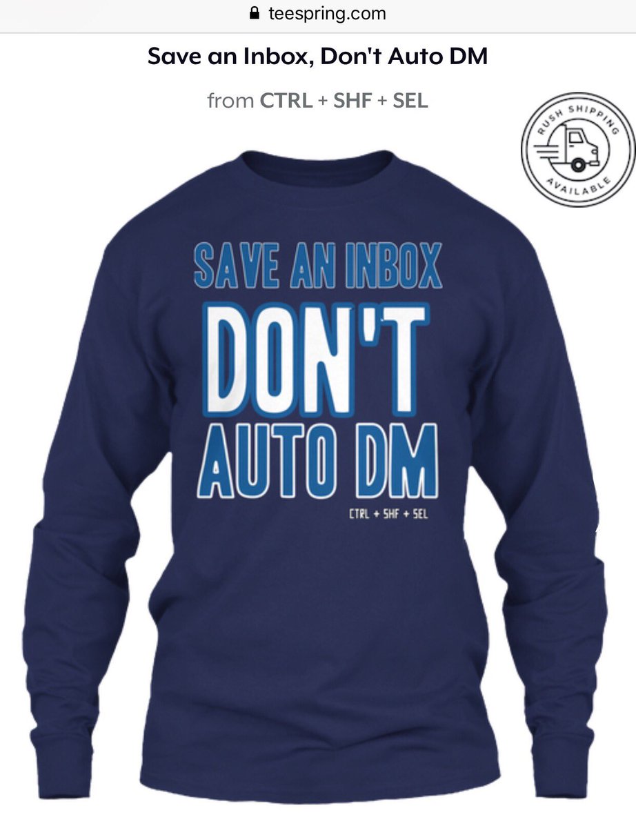 SalveyB's tweet photo. SAVE AN INBOX, DON'T AUTO DM is the latest design! All #streamers are #guilty of it #ctrlshfselapparel #TeamEmmmmsie https://t.co/hUGIQtIjsW https://t.co/4kakGjNWtt