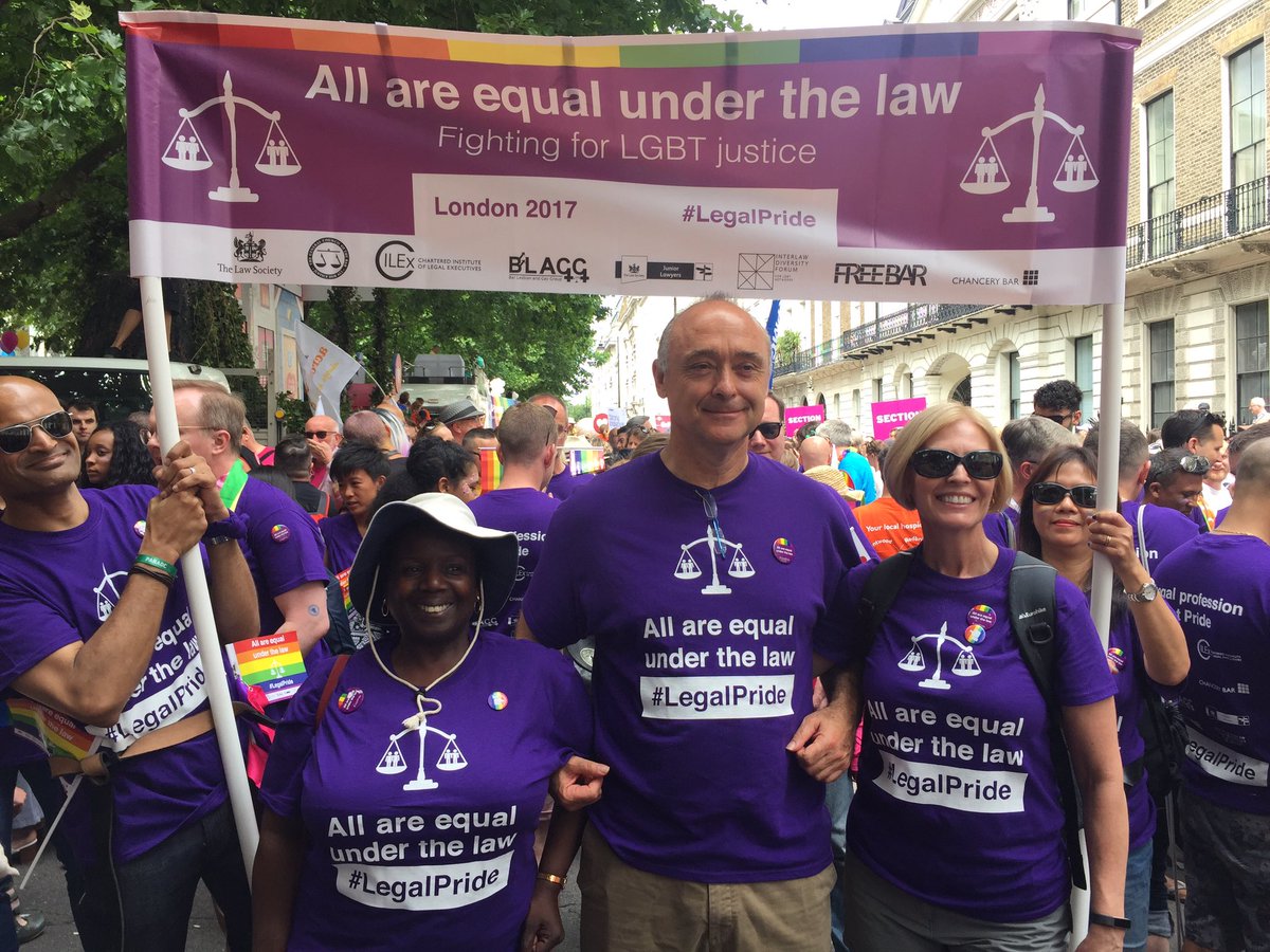 Presidents of @CILExLawyers <a href="/thebarcouncil/">The Bar Council</a> <a href="/TheLawSociety/">The Law Society</a> arm in arm, united in saying #AllAreEqualUnderTheLaw! #LegalPride <a href="/LondonLGBTPride/">➡️ @PrideInLondon 🏳️‍🌈</a>