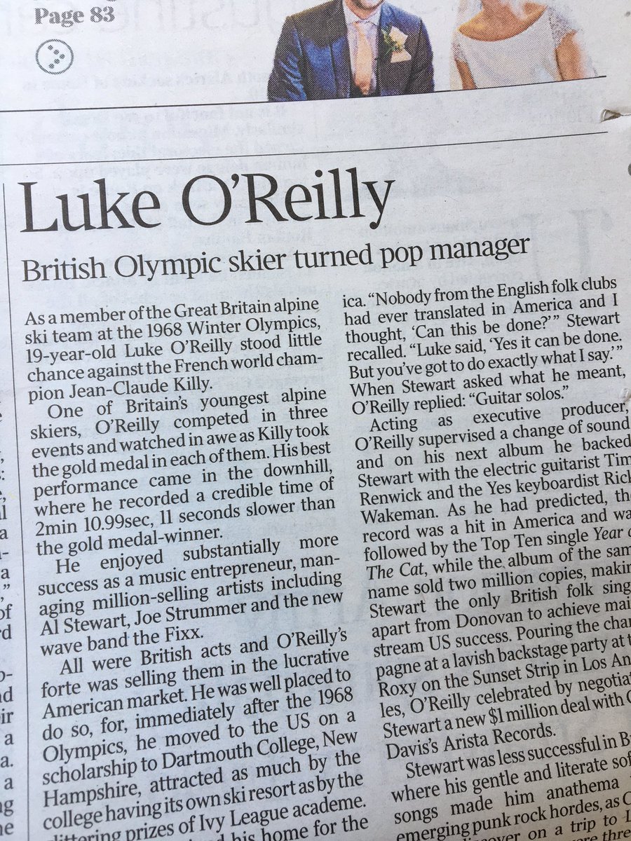 Beathhigh's tweet photo. Three obits in today's Times = three novels waiting to be written... https://t.co/aWtUsmS6E2