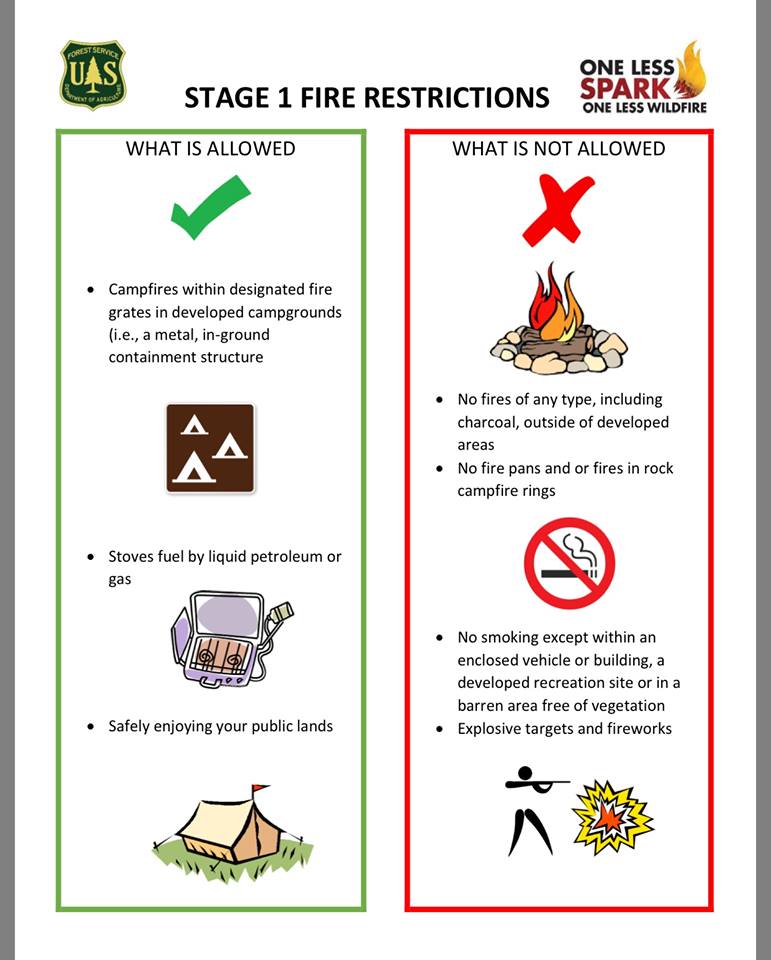 Peak2Fire's tweet photo. Reminder: Summit County and White River National Forest have Stage 1 fire restrictions. Info about that below. #Peak2Fire https://t.co/EpZiki2six