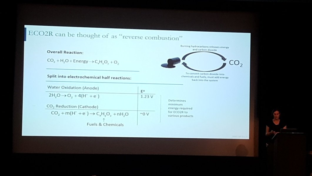 TheCarbonSink's tweet photo. Everyone should check out @Opus12CO2 "reverse combustion" tech for CO2 recycling. Co-founder Dr. Kendra Kuhl presents at #ISF2 https://t.co/9Eypxh93pG