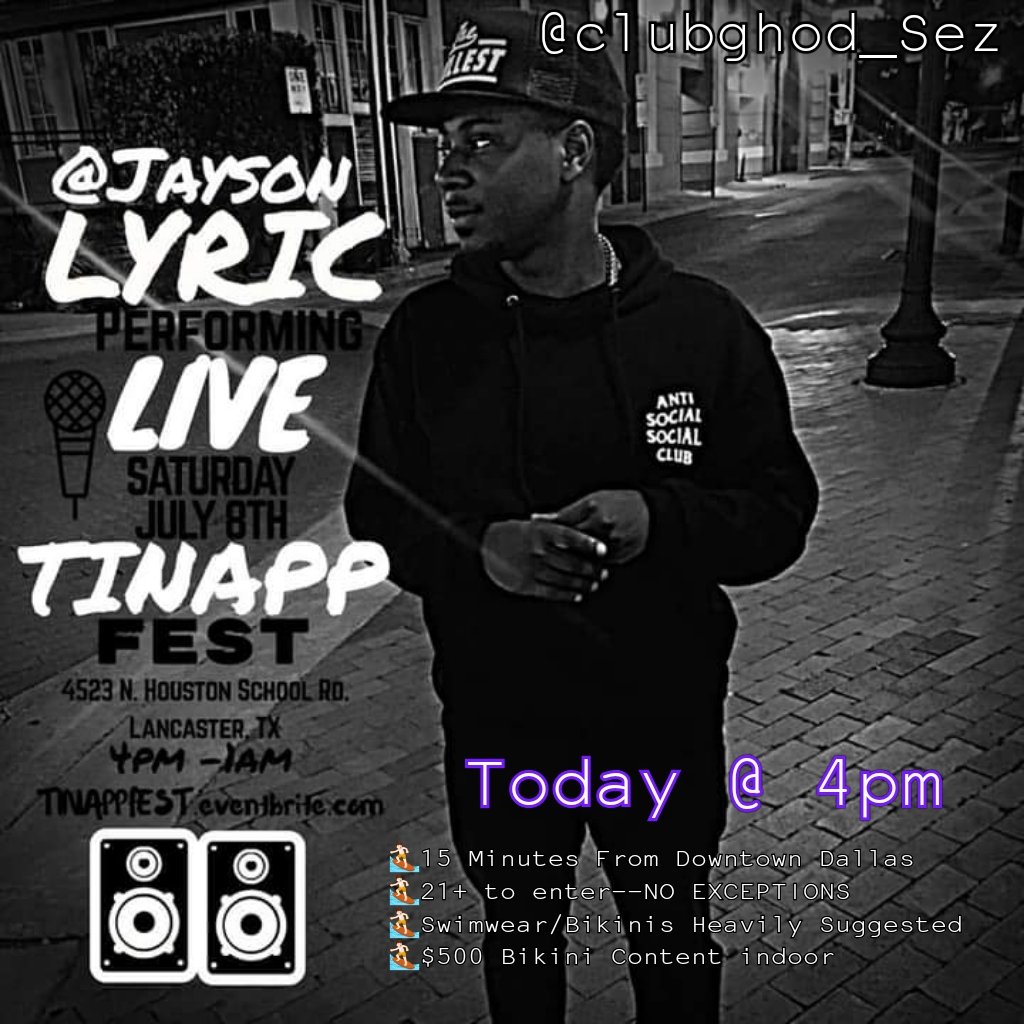 MickeyNeutronic's tweet photo. Sup, Dallas.. My nicca @JaysonLyric will be preforming LIVE  at #TINAPP its the party of the Summer, don't miss it at be sad! #teamNEUTRON🚀 https://t.co/PoHTgh2osI