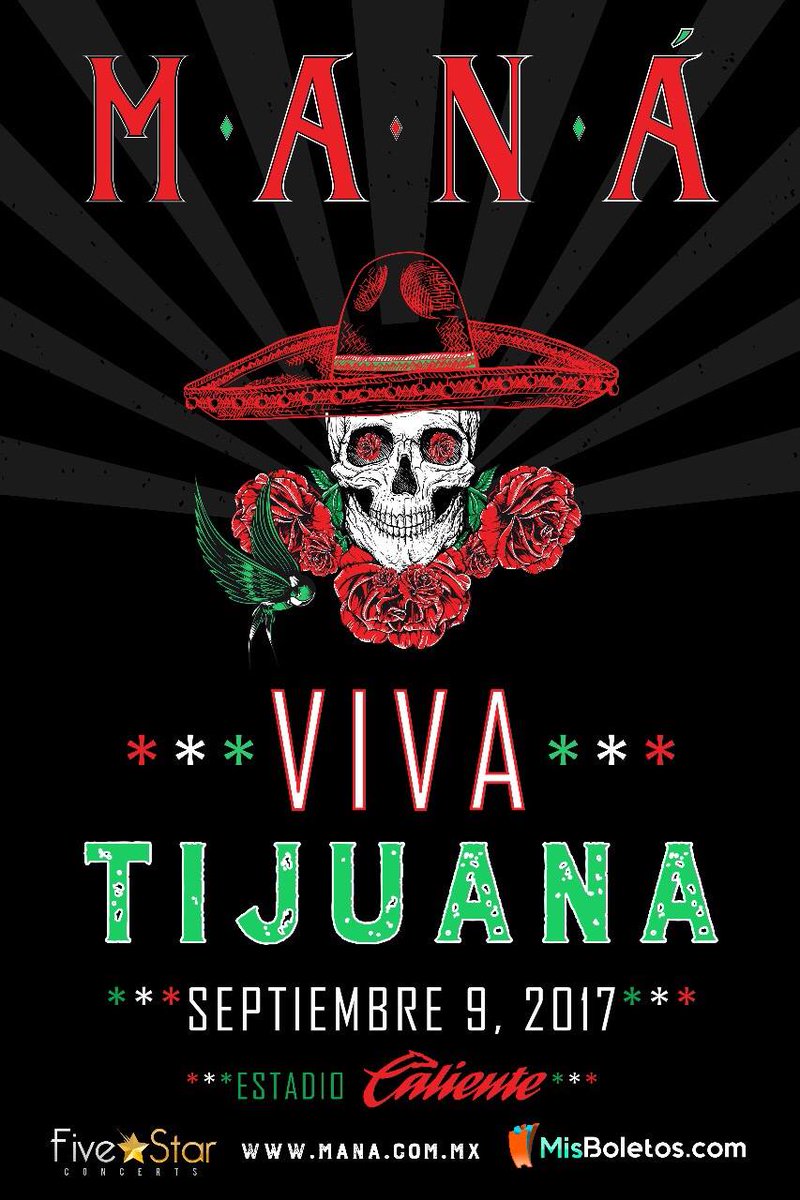 ¡#Manáticos regresa <a href="/manaoficial/">Maná</a> a #Tijuana!
9 de septiembre, en el Estadio Caliente.