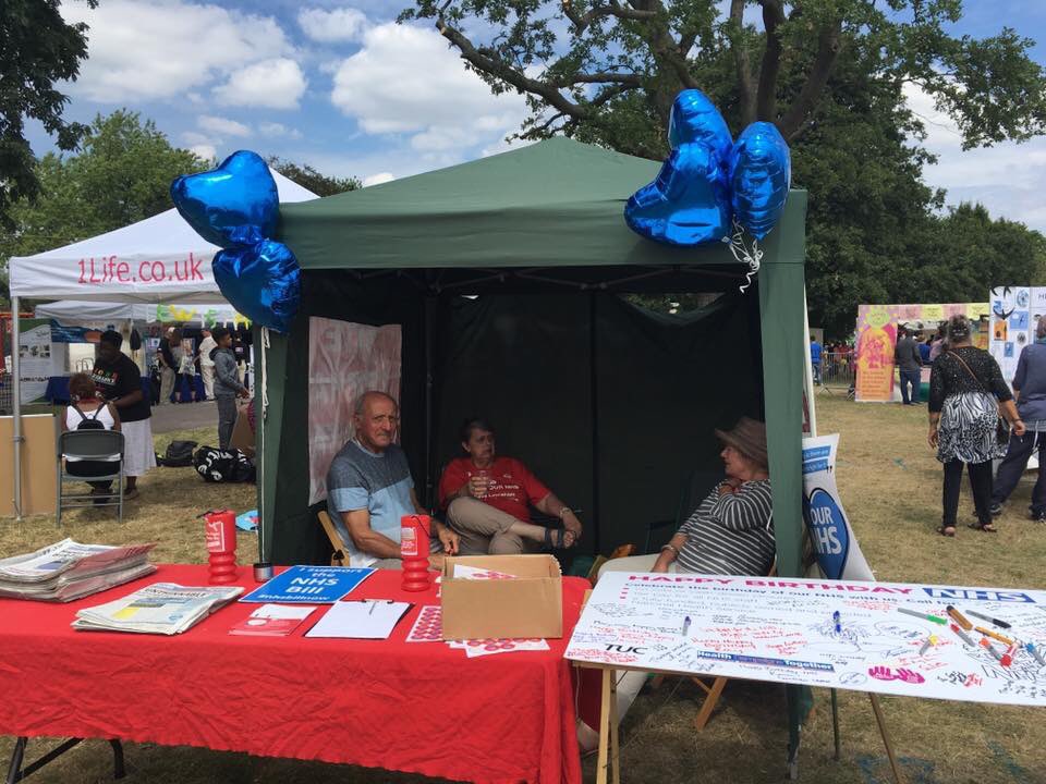 SaveLewishamAE's tweet photo. Ready for Lewisham People's day! #ourNHSbirthday https://t.co/ujt8vicjCP