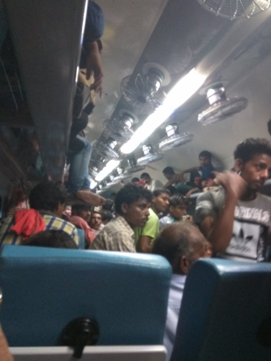 Prafull1996's tweet photo. This is reserved coach of taj express 
Why do we need to buy tickets.
This is what I pay for?
@sureshpprabhu @RailMinIndia @narendramodi_in https://t.co/1Fdr8cLC6H