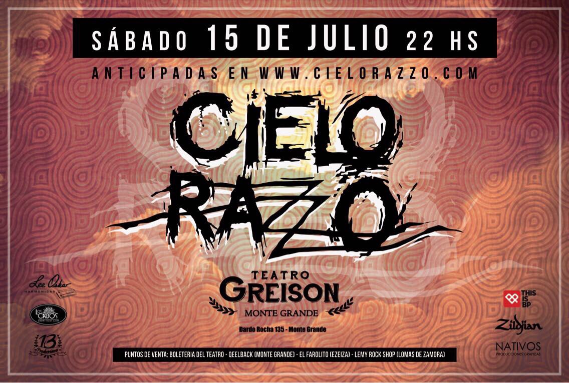 15 de julio <a href="/Cielo_Razzo/">Cielo Razzo</a> de presenta  en el <a href="/GreisonTeatro/">Teatro Greison</a>  
Visita nuestra web 
goo.gl/YzJZT1