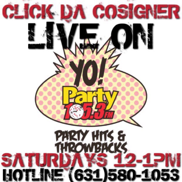 clickdacosigner's tweet photo. tune in and turn us up! it's all going down at noon! #clickdacosigner alongside @WildManSteve1 & @KianaOnAir on @PARTY105FM https://t.co/HVHA2b3wTr