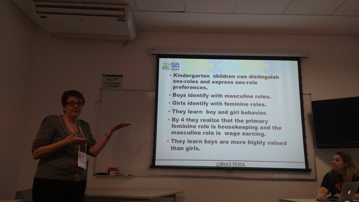 VoicesSIG's tweet photo. Débora Schisler on the embedded message about women in YL textbooks. Things are changing, but very slowly.
#btsig2017 #voicessig https://t.co/MvOlfrtUXs