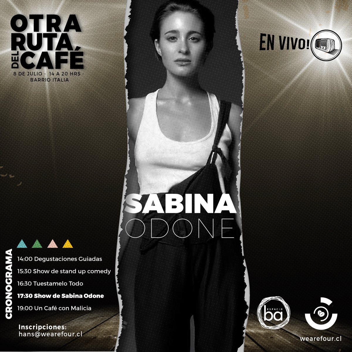 sabinaodone's tweet photo. Hoy! En #barrioitalia estaré cantando para la #rutadelcafe a las 18.00 hrs. Con @morenomusika Condell con Bilbao. Que rico!!! 🎼🎤🎶☕️ https://t.co/LtIdHJh57u