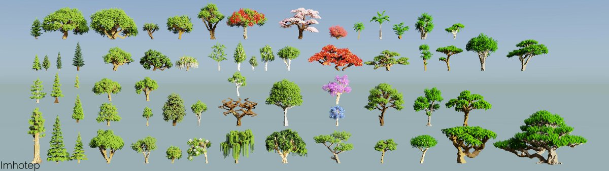 Today I'd like to present you 64 different kindes of minecraft-trees.

Render: <a href="/Imhotep05/">Solomon Imhotep</a> 

Better quality: goo.gl/WZnVz