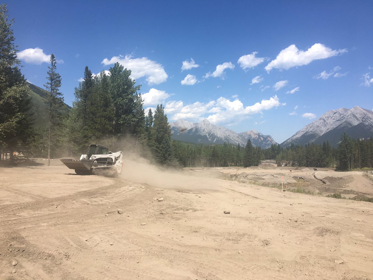 KananaskisGolf's tweet photo. A look at Goodwin Golf working on the tees of what many consider to be our signature hole.  Which one is it?  #playthek #restorethevision https://t.co/vZe7y3fIJe