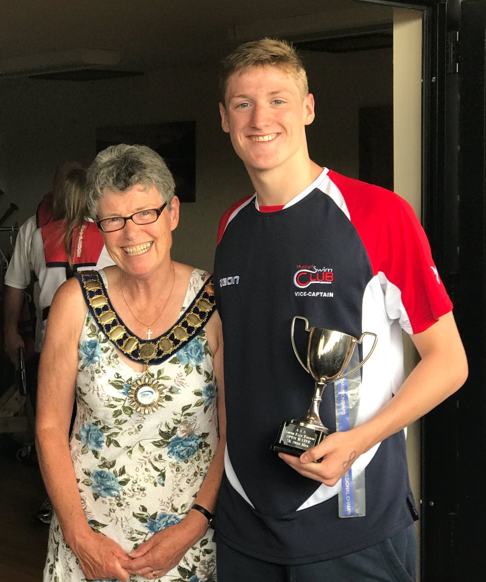Such a great picture of @swim_southeast President Jane with Sam Crabtree