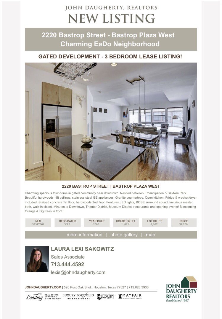 LexiSakowitz's tweet photo. #justlisted #New #leaselisting in #EaDo! Adorable 3 bedroom 2.5 bath! Gated development. Bring your tenant clients!! https://t.co/Czx1gXX25e
