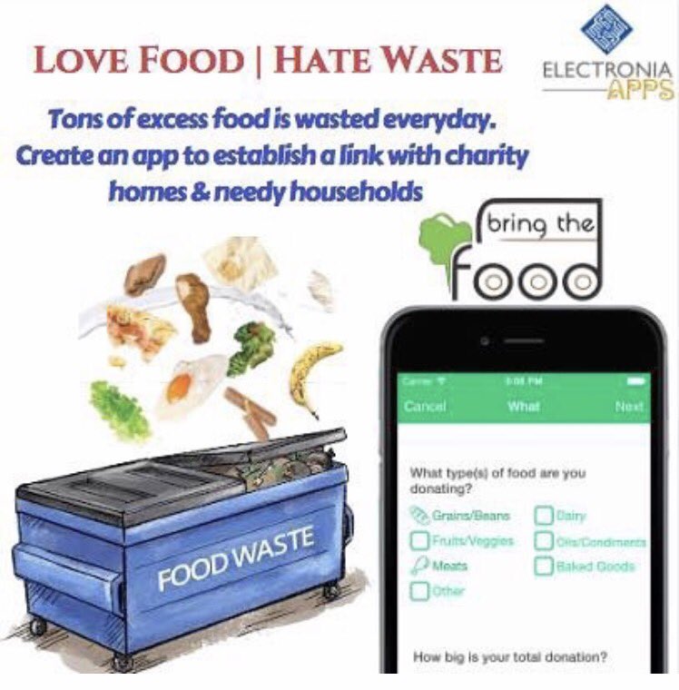 Electroniasa's tweet photo. قم بتنفيذ تطبيق جمع الطعام الزائد من المطاعم و الحفلات و توزيعها للمحتاجين 🌱🌱 #app_development #electronia_Apps https://t.co/PCRUP69OJv