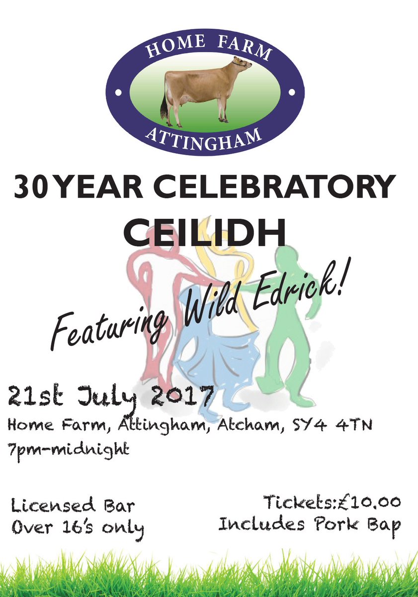 Have you got your ticket for our 30 years Party and Ceilidh on the 21st July only £10 including a pork bap. Pop by the tea room to buy yours