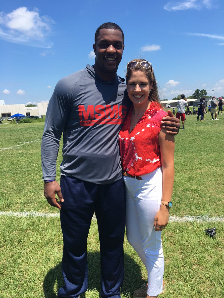 EmilyGibbsTV's tweet photo. Yesterday kicked off the 6th Annual Quinton Coples Foundation Community Weekend & today I got to catch up w @QueCeasar on the field. @wnct9 https://t.co/nVKyO4FptN