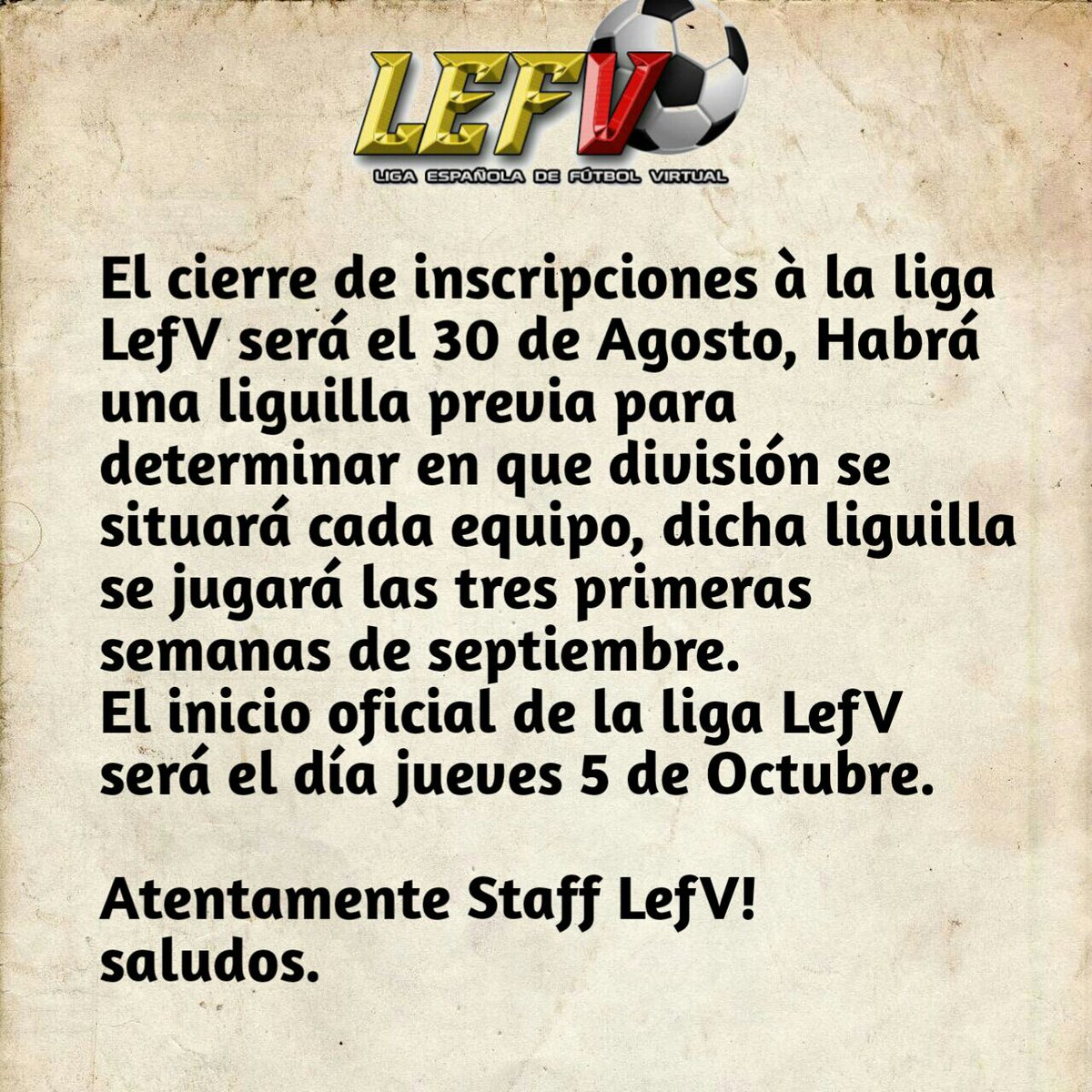 VPG_Spain's tweet photo. Cierre de inscripciones. https://t.co/KEC6DQkDf0
