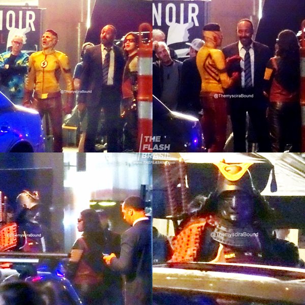 TheFlashBRA's tweet photo. Vibro e Kid Flash protegendo a cidade? | A primeira semana de gravações de #theflash acabou, confira algumas fotos tiradas por fãs ontem. https://t.co/UftEMhTDew