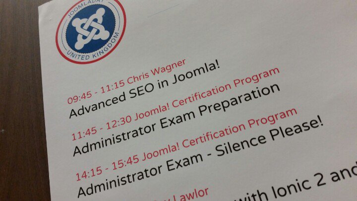 The UK has some more Joomla! Certified Administrators. During the #JD17UK exam almost 70% of the candidates passed. Congratulations all!