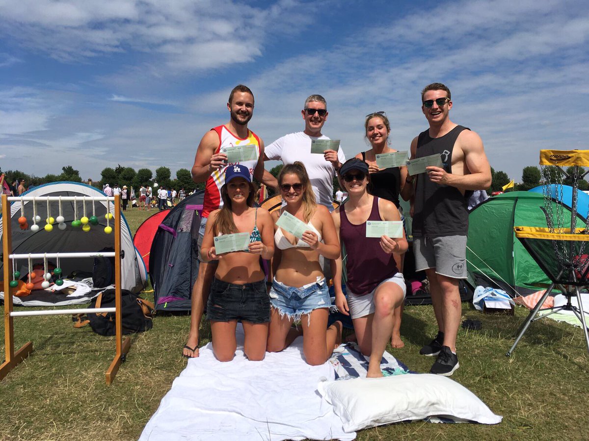 WimbledonHomes's tweet photo. More fun in the Wimbledon Park campsite. If you need a comfortable bed contact @WimbledonHomes #sunscreen #queuecards https://t.co/w73US9lOb9