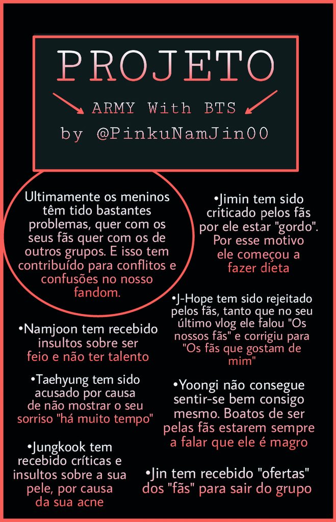 PowerOfJikook's tweet photo. Venho divulgar um projeto de uma army espanhola, a @PinkuNamJin00 
Este projeto serve para todas as armys. Está tudo aí explicado! Fighting! https://t.co/EmdJoInac5