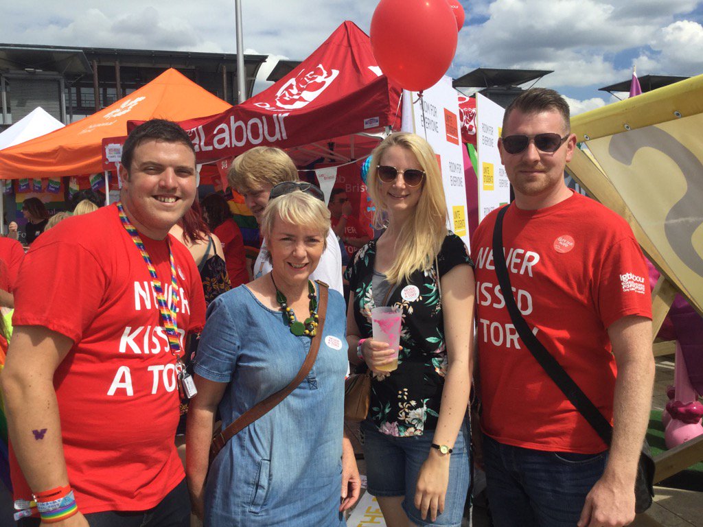 karinsmyth's tweet photo. Brilliant atmosphere at #BristolPride with people of all ages queuing to sign Labour petition against DUP deal https://t.co/EKstYOR6mY