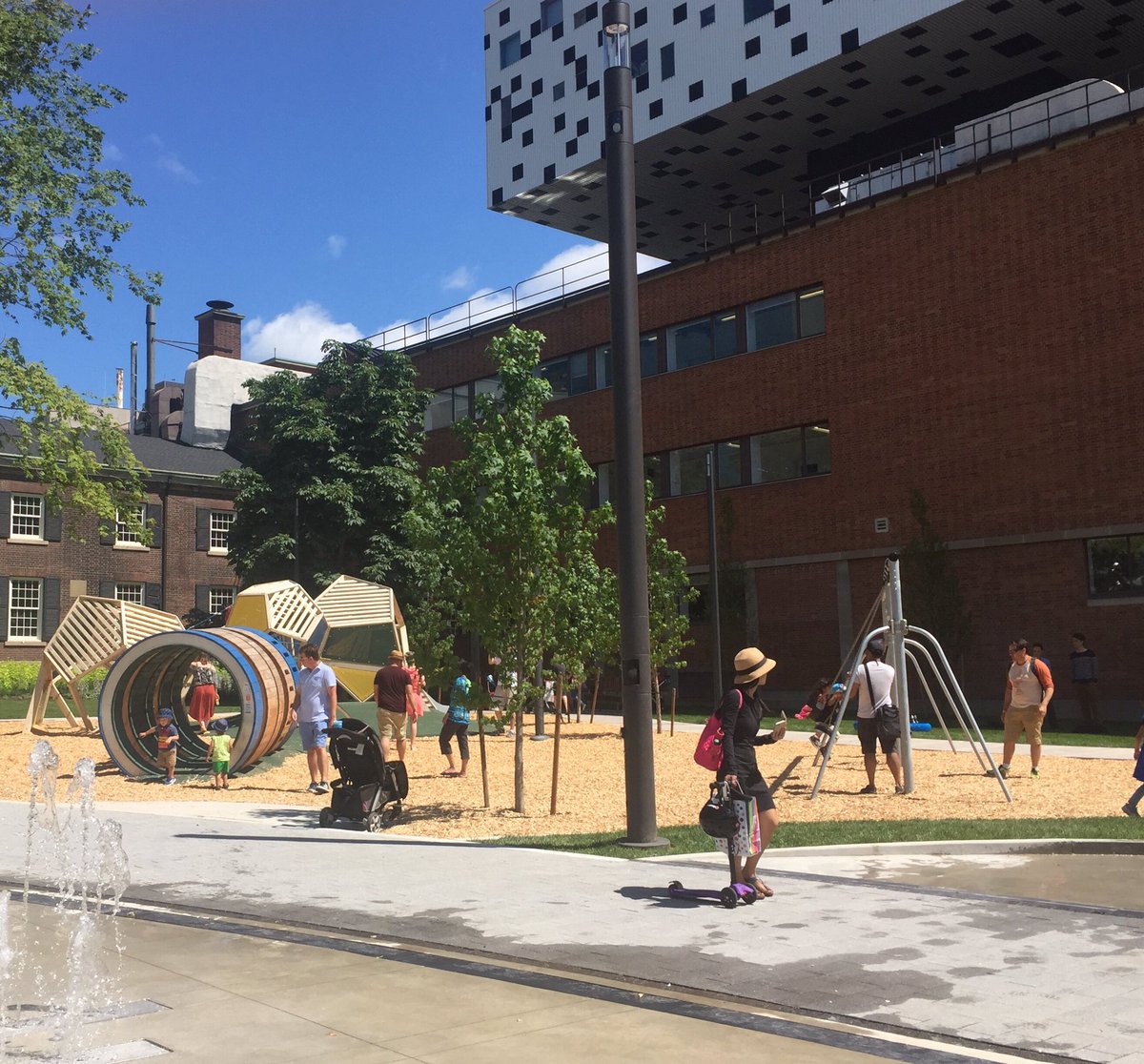 agotoronto's tweet photo. #GrangeParkTO community celebrations are underway! We're so excited to share the new park with you all! Ribbon cutting at 1:30. ✂️ 🎀 🍃🌳 https://t.co/CRFkzytfTd