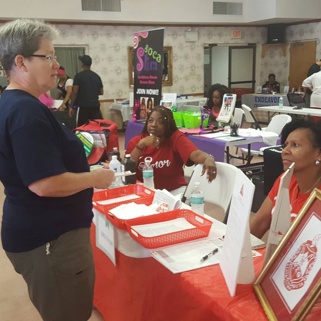 BrownBell_LLC's tweet photo. Our CEO &amp; @dstrvac Sorors representing the Emergency Response Team at Christ Baptist Church Sole/Soul Health Fair in NJ. #TheEastIsDSTReady https://t.co/7lvosn9vvc