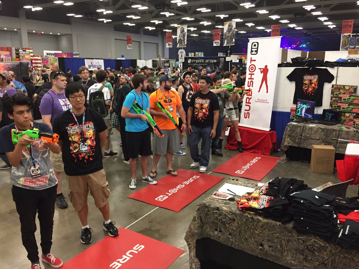 SureShotHD's tweet photo. The firing squad is lined up and taking aim at day 2 of #RTXAustin!  Come by booth 615 and #bringbigbuckhunterhome.  Prizes and giveaways! https://t.co/m6fchGxe5J
