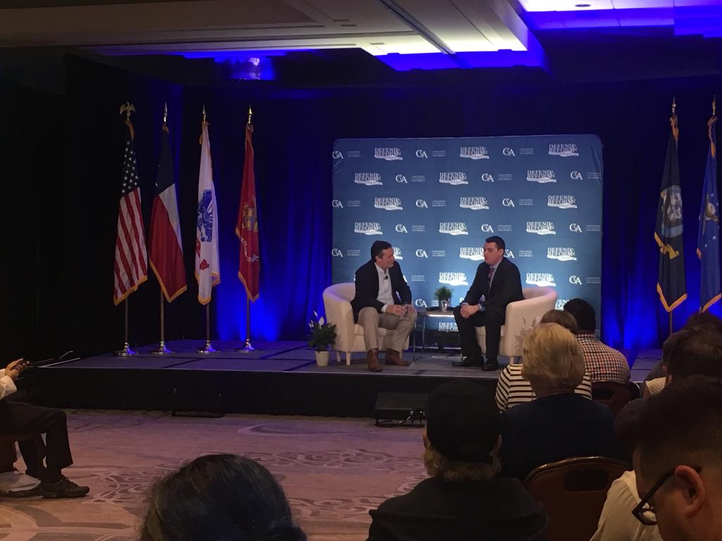 ConcernedVetsTX's tweet photo. .@SenTedCruz has taken the stage here in Houston, TX for our final stop on this tour #defendandreform https://t.co/wyQo9vjAT1