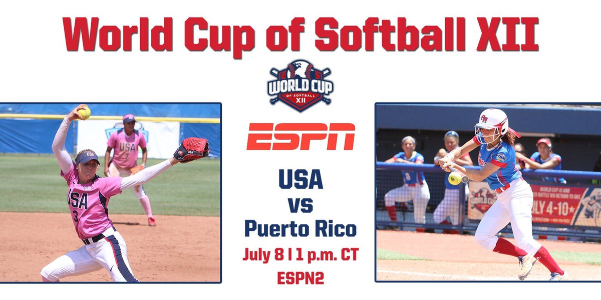 USASoftball's tweet photo. Coming up: #USASoftball WNT 🇺🇸 vs Puerto Rico 🇵🇷

📺 Watch the game LIVE on ESPN2 and the ESPN App: https://t.co/bdCJc8kbTm https://t.co/7iT9vx17eI