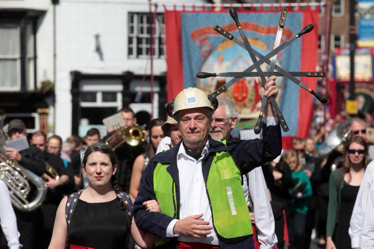 Great picture of <a href="/SallyportSword/">Sallyport Sword</a> on the Chronicle website at today's Durham Miners Gala #miningtradition