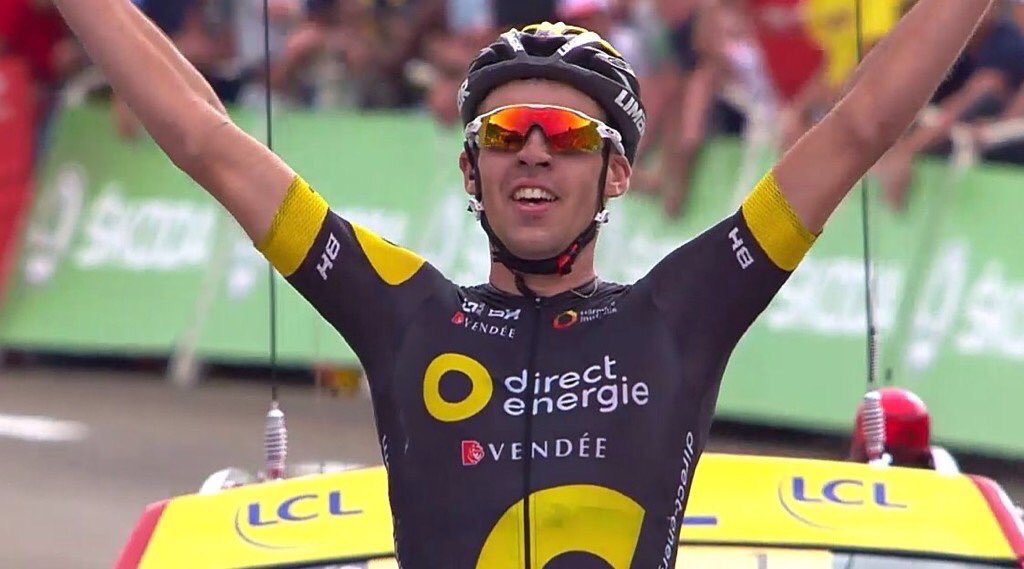 Cyclingteamnew6's tweet photo. A stage win for @L_Calmejane! He takes the polka jersey #TDF2017 https://t.co/IF4z0J5DG6