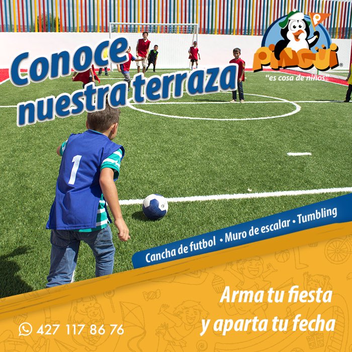 PinguiSJR's tweet photo. Tenemos una terraza increíble para que los peques (y también los grandes) se diviertan más. Aparta tu fecha: 4271178676 #Pingui #fiesta #SJR https://t.co/cJE5n1f8Ut