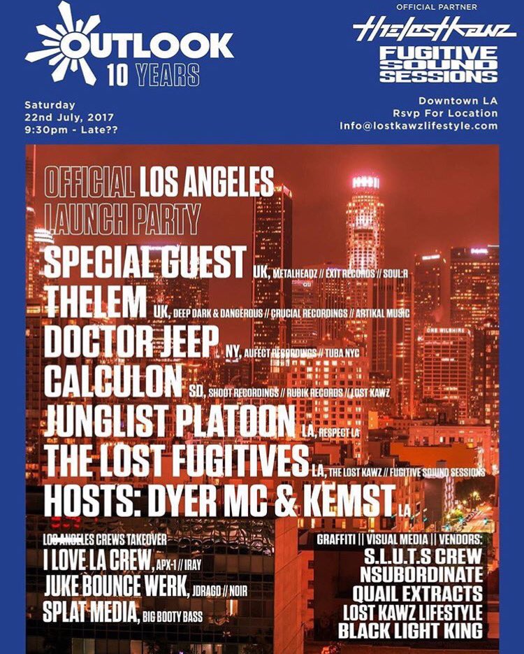 jukebouncewerk's tweet photo. 7/22 @outlookfestival 10 year official launch party in LA! π₯ #thelostkawz #fugitivesoundsessions #ilovela #splatmedia #jukebouncewerk https://t.co/GPsXM0SUAY