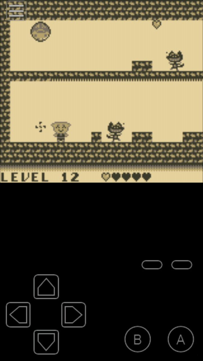 Kirblue's tweet photo. @Zal0 @sergiodeprado No es una Game Boy pero también me está gustando mucho jugar a nuestro juego de la #bitbitjam4 en el móvil con el emulador. 💟 https://t.co/HESr1gpP69
