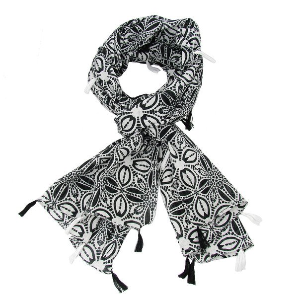GGCPNYC's tweet photo. Black and White Symmetry #Scarf with Tassels. https://t.co/habf8zivBV  #Shopping #Silk #Girly #Jewelry #Fashion https://t.co/g5M5MfyprH