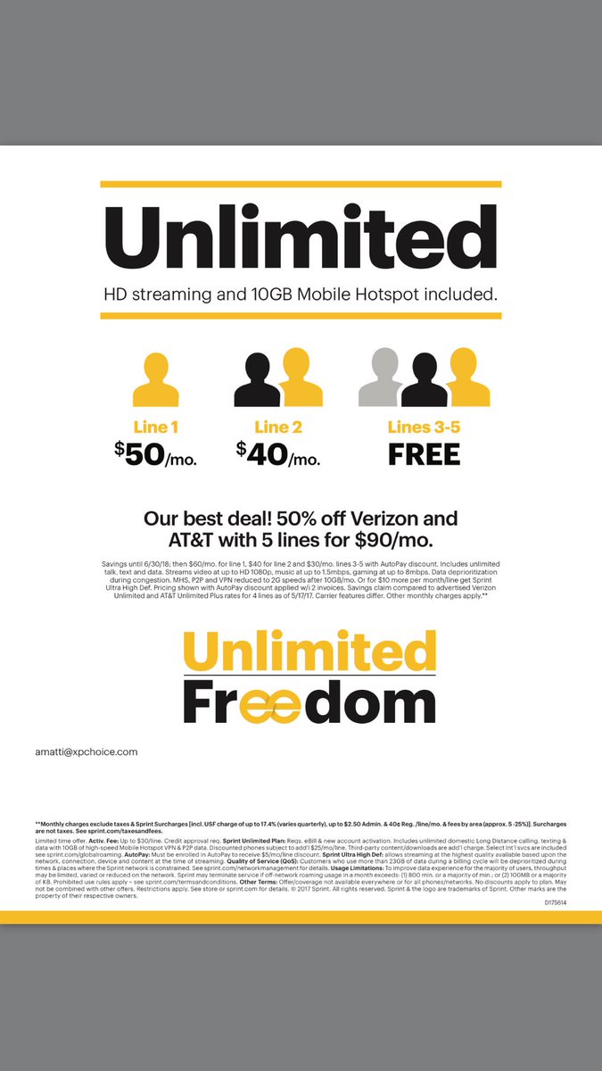 Come down to sprint located at 2920 Jamacha road Suite D, El Cajon Ca, 92019 for our 5 lines for $90. End date 7/13/9
(619) 660-2700