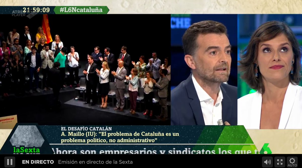 <a href="/MailloAntonio/">Antonio Maíllo</a> <a href="/SextaNocheTV/">@SextaNocheTV</a> "No puede ser que se pregunte sólo independencia o unionismo obviando la alternativa federal" <a href="/MailloAntonio/">Antonio Maíllo</a> #L6NCataluña