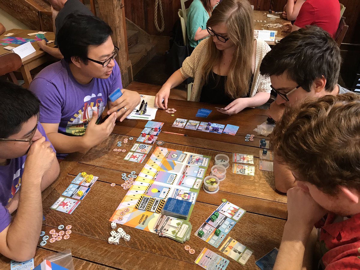 playtestNW's tweet photo. Playtesting in progress at @BHGames. #AbstractAcademy, #DollarsToDonuts, #FantasticFactories, #ValeriaCorsairs, and #EminenceGrise. https://t.co/4GByiiUFQ7