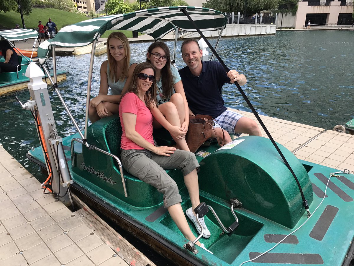 smarovich04's tweet photo. Happy Anniversary @Jhmarcoach❤Our day to celebrate &amp; the girls make us paddle them around Indy @ValpoWSO @blonde_baller99 #22yearsoflove https://t.co/5VETNwWjOQ