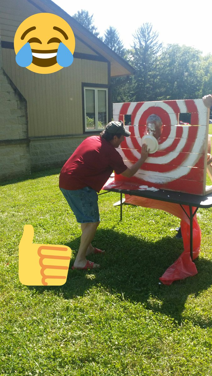 pursuing_happy's tweet photo. @PalmerDonavin  picnic. Pie smooshing for charity. John Campbell  and The Boss. https://t.co/OwSflZXC5J