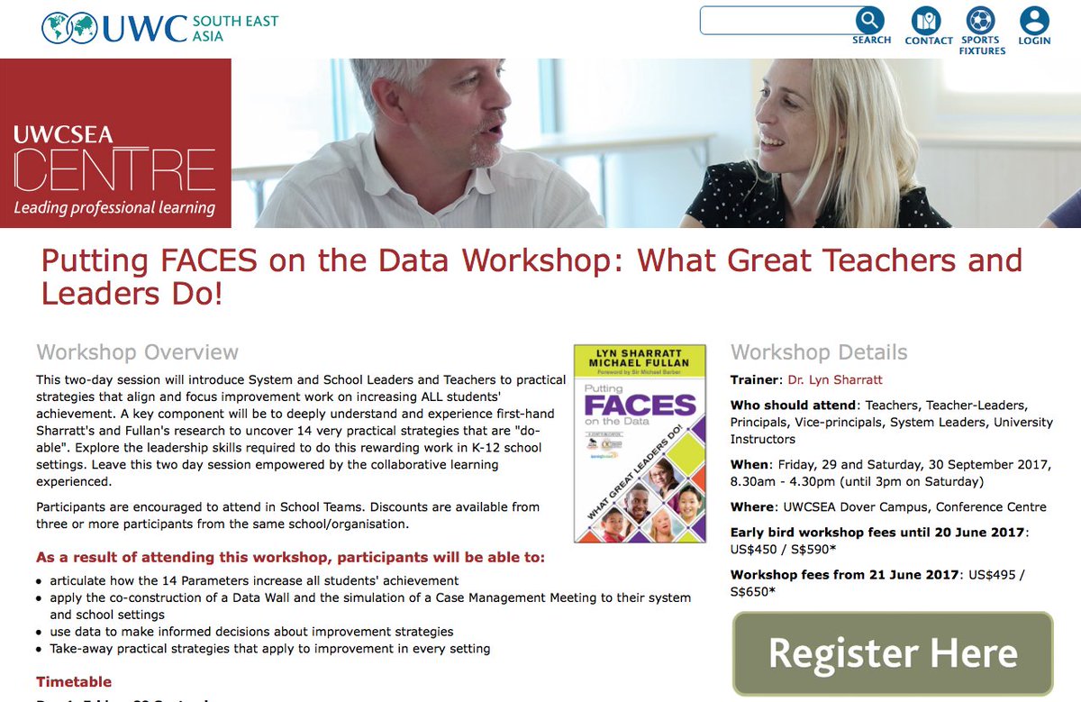 Lyn Sharratt on Twitter: "Register now for upcoming #uwcsea in Singapore. Learn to use research proven methodology for student improvement ...