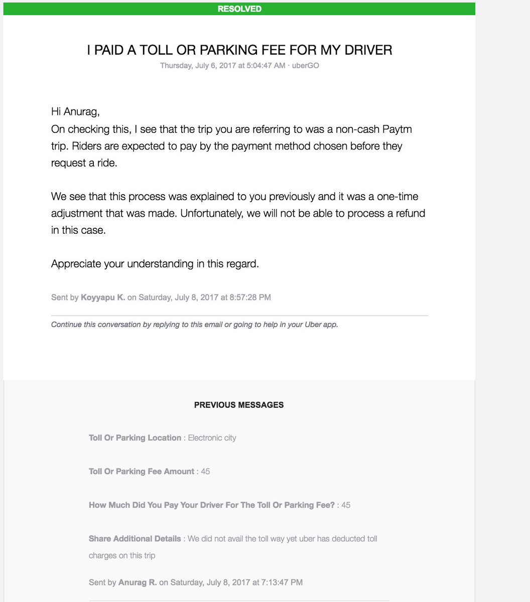 anuragrana's tweet image. Whats wrong with @Uber_India coercing toll money from customers even when they dont avail the tollway. #Uber #Cheaters #ZEROCustomerSupport