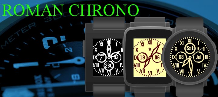 DesignsBV's tweet image. Check out my new #Pebble watchface, Roman Chrono!  Get it here: apps.getpebble.com/applications/5…