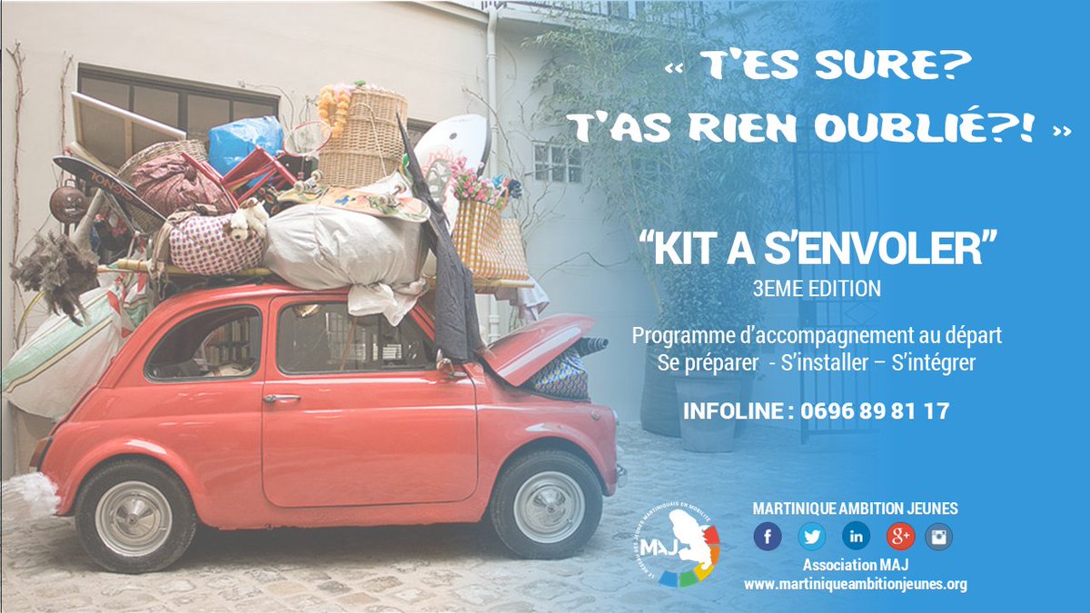 Tu désires continuer ton cursus en Hexagone? Le Kit à s'envoler est fait pour toi! RDV le 12 juillet de 10h à 12h au CIO de Fort-de-France.