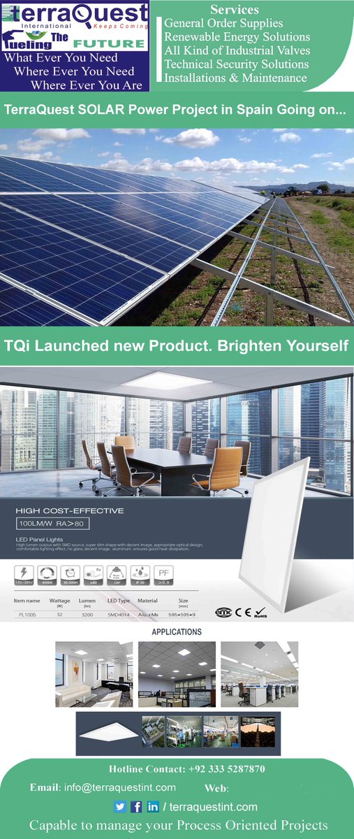 terraquestint's tweet photo. TQi Jul-2017 1st Edition - #Solar PV a brilliant investment
#renewable #energy #commercial #residential #project #LED #Lighting #Islamabad https://t.co/yycddeNqvl