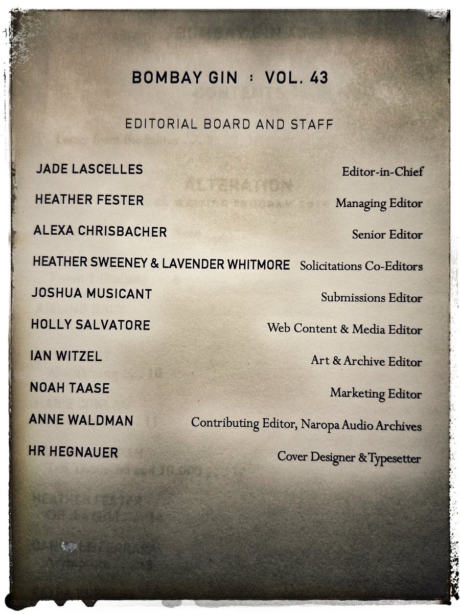 joshuamusicant's tweet image. #BombayGin #Issue43 #OutNow !!!
#Subscribe ! #FruitsOfLabor #LaborOfLove
#Poetry #Experimental
#Literature #JKS #SWP17
#Naropa @TheBombayGin
